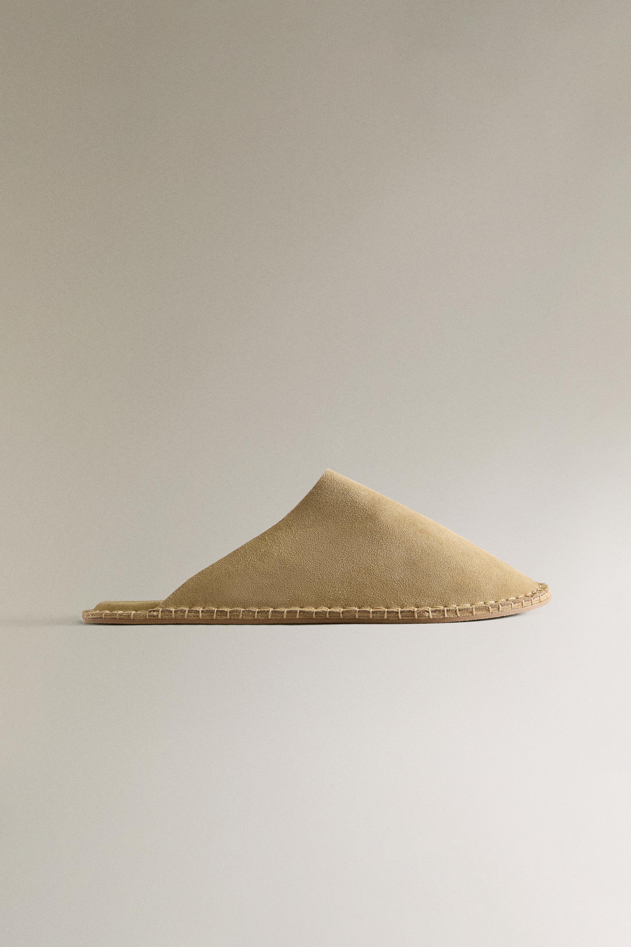 LEATHER SLIPPERS WITH TOPSTITCHING